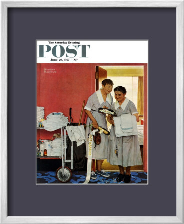 Just Married (Hotel Maids And Confetti) Saturday Evening Post Cover, June 29,1957 by Norman Rockwell Pricing Limited Edition Print image