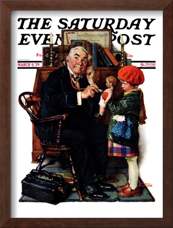 Doctor And The Doll Saturday Evening Post Cover, March 9,1929 by Norman Rockwell Pricing Limited Edition Print image