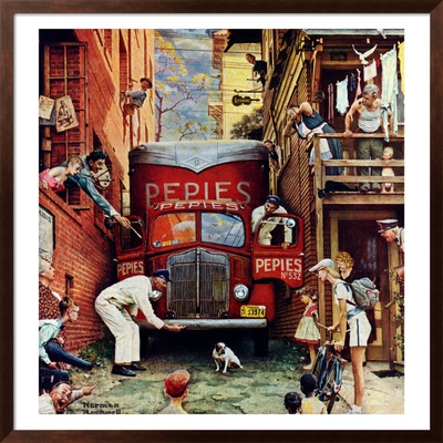 Road Block, July 9,1949 by Norman Rockwell Pricing Limited Edition Print image