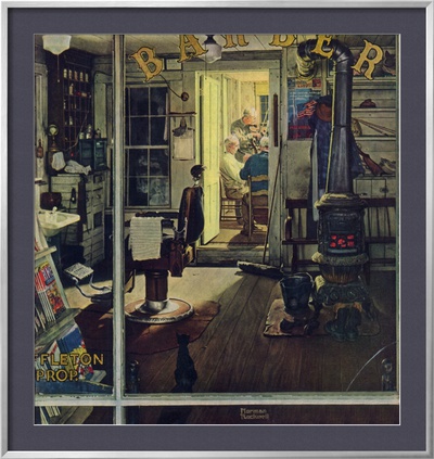 Shuffleton's Barbershop, April 29,1950 by Norman Rockwell Pricing Limited Edition Print image