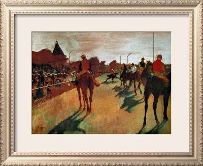 Race Horses In Front Of The Grandstand by Edgar Degas Pricing Limited Edition Print image