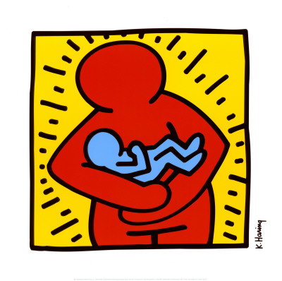 Mother Holding Baby, 1986 by Keith Haring Pricing Limited Edition Print image