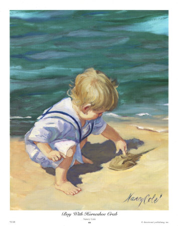 Boy With Horseshoe Crab by Nancy Cole Pricing Limited Edition Print image