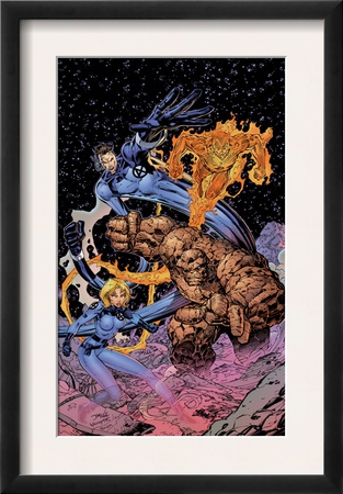 Fantastic Four: Heroes Reborn Cover: Mr. Fantastic, Invisible Woman, Thing And Human Torch by Jim Lee Pricing Limited Edition Print image
