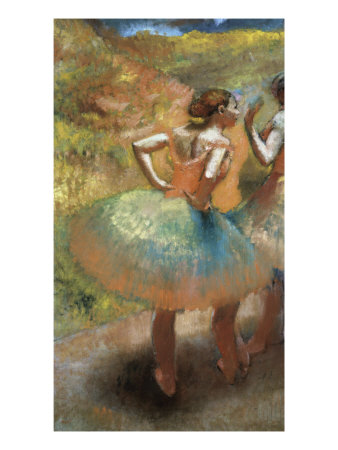 Two Dancers In Green Skirts, Landscape Scenery by Edgar Degas Pricing Limited Edition Print image