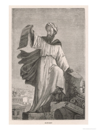 Abu Muhammad Arabian Visionary And Prophet Founder Of Islam Depicted Displaying The Koran by Jan Verhas Pricing Limited Edition Print image