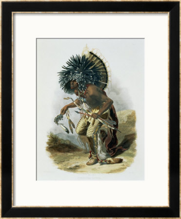 Pehriska-Ruhpa, Minatarre Warrior In The Costume Of The Dog Dance by Karl Bodmer Pricing Limited Edition Print image