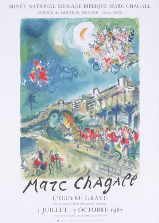 L'oeuvre Grave, Vue De La Bais Des Anges, 1987 by Marc Chagall Pricing Limited Edition Print image