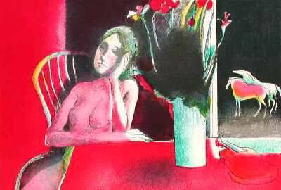 Femme A La Table Rouge by Paul Guiramand Pricing Limited Edition Print image
