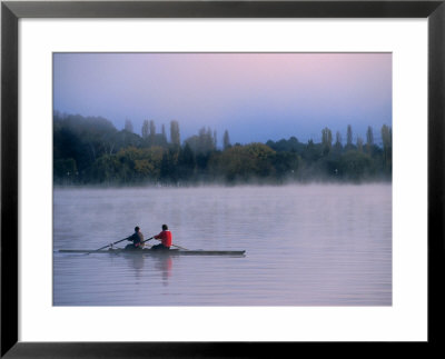 Rowers Training In Lake Burley Griffin, Canberra, Australia by Dennis Jones Pricing Limited Edition Print image