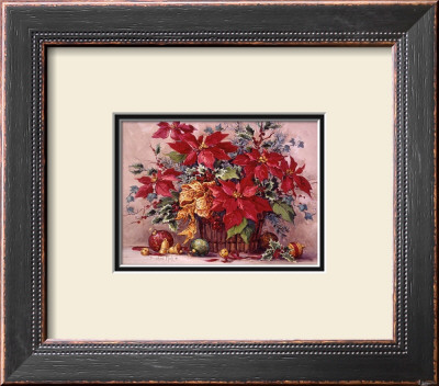 Festive Poinsettia Basket by Barbara Mock Pricing Limited Edition Print image