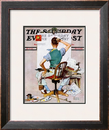 Blank Canvas Saturday Evening Post Cover, October 8,1938 by Norman Rockwell Pricing Limited Edition Print image