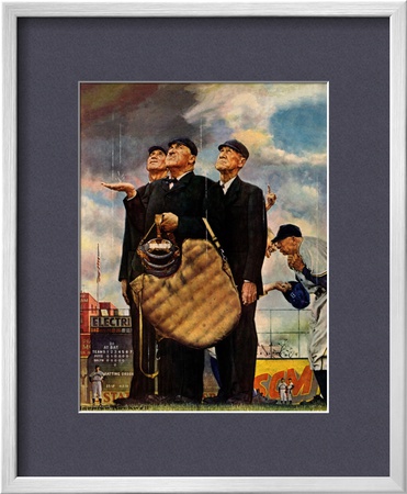 Bottom Of The Sixth  (Three Umpires), April 23,1949 by Norman Rockwell Pricing Limited Edition Print image