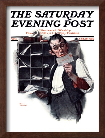 Sorting The Mail Saturday Evening Post Cover, February 18,1922 by Norman Rockwell Pricing Limited Edition Print image