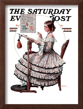 Needlepoint Saturday Evening Post Cover, March 1,1924 by Norman Rockwell Pricing Limited Edition Print image