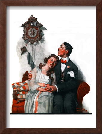 Courting Under The Clock At Midnight, March 22,1919 by Norman Rockwell Pricing Limited Edition Print image