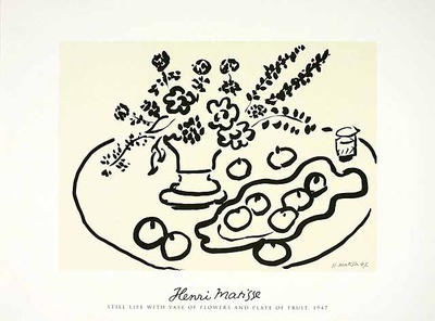 Still Life With Vase Of Flowers And Plate Of Fruit by Henri Matisse Pricing Limited Edition Print image