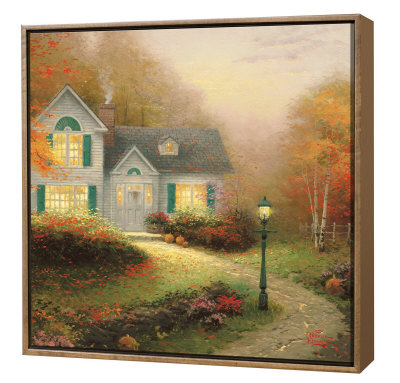 Blessings Of Autumn -  Framed Fine Art Print On Canvas - Wood Frame by Thomas Kinkade Pricing Limited Edition Print image