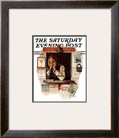 Ticket Agent Saturday Evening Post Cover, April 24,1937 by Norman Rockwell Pricing Limited Edition Print image