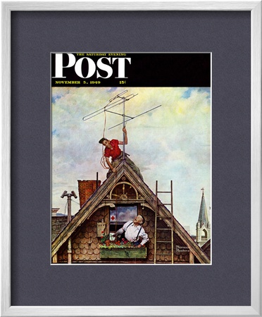 New T.V. Set Saturday Evening Post Cover, November 5,1949 by Norman Rockwell Pricing Limited Edition Print image