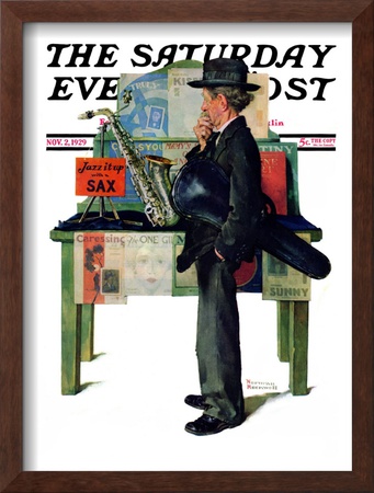 Jazz It Up Or Saxophone Saturday Evening Post Cover, November 2,1929 by Norman Rockwell Pricing Limited Edition Print image