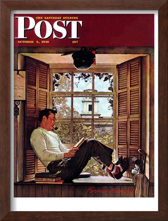 Willie Gillis In College Saturday Evening Post Cover, October 5,1946 by Norman Rockwell Pricing Limited Edition Print image