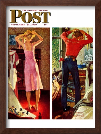 Before The Date Saturday Evening Post Cover, September 24,1949 by Norman Rockwell Pricing Limited Edition Print image