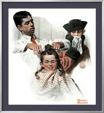 First Haircut, August 10,1918 by Norman Rockwell Pricing Limited Edition Print image