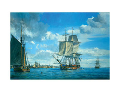 Hms Active In Boston Harbor by Geoff Hunt Pricing Limited Edition Print image