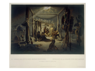 The Interior Of The Hut Of A Mandan Chief by Karl Bodmer Pricing Limited Edition Print image