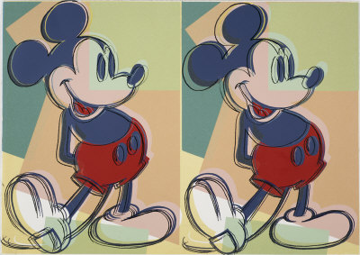 Double Mickey Mouse, C.1981 (Green, Peach, Yellow) by Andy Warhol Pricing Limited Edition Print image