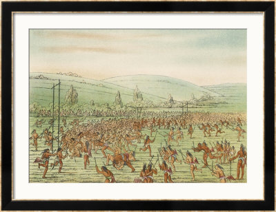 Large Crowd Of Native Americans Play Lacrosse by George Catlin Pricing Limited Edition Print image