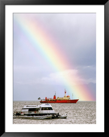 Rainbow Over Ships In Beagle Channel, Ushuaia, Argentina by Michael Taylor Pricing Limited Edition Print image