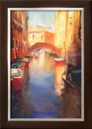 Canal With Orange Bridge by Cecil Rice Pricing Limited Edition Print image