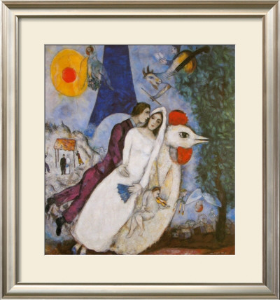Bridal Couple With Eiffel Spride by Marc Chagall Pricing Limited Edition Print image
