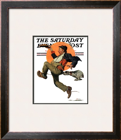 Fleeing Hobo Saturday Evening Post Cover, August 18,1928 by Norman Rockwell Pricing Limited Edition Print image