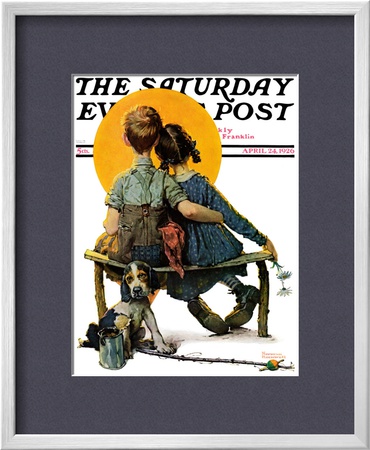 Little Spooners Or Sunset Saturday Evening Post Cover, April 24,1926 by Norman Rockwell Pricing Limited Edition Print image