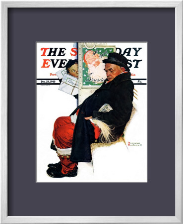 See Him At Drysdales (Santa On Train) Saturday Evening Post Cover, December 28,1940 by Norman Rockwell Pricing Limited Edition Print image
