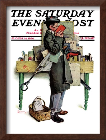 Bookworm Saturday Evening Post Cover, August 14,1926 by Norman Rockwell Pricing Limited Edition Print image