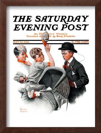 Baby Carriage Saturday Evening Post Cover, May 20,1916 by Norman Rockwell Pricing Limited Edition Print image