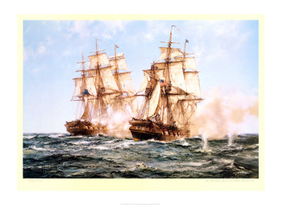 The Action Between The Java And Constitution by Montague Dawson Pricing Limited Edition Print image