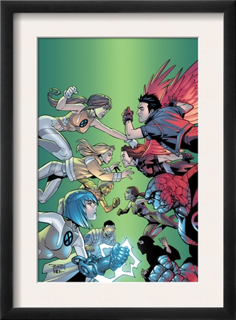 New X-Men #6 Cover: Wind Dancer, Surge, Hellion, Rock Slide, Dust, New X-Men And Hellions Swinging by Randy Green Pricing Limited Edition Print image