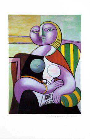Lady In Striped Green Chair by Pablo Picasso Pricing Limited Edition Print image