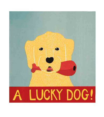 A Lucky Dog - Yellow by Stephen Huneck Pricing Limited Edition Print image