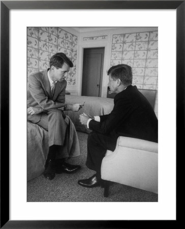 Senator John F. Kennedy And Brother Robert F. Kennedy Conferring In Hotel Suite During Convention by Hank Walker Pricing Limited Edition Print image