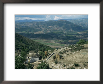 Small Farm In Foreground And Vjosa Valley Beyond, Albania by David Poole Pricing Limited Edition Print image