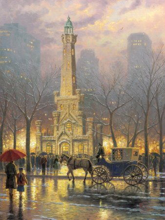 Chicago, Winter At The Watertower - Ap by Thomas Kinkade Pricing Limited Edition Print image