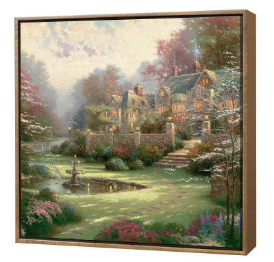 Gardens Beyond Spring Gate - Framed Fine Art Print On Canvas - Wood Frame by Thomas Kinkade Pricing Limited Edition Print image
