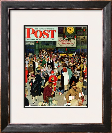 Union Train Station, Chicago, Christmas Saturday Evening Post Cover, December 23,1944 by Norman Rockwell Pricing Limited Edition Print image