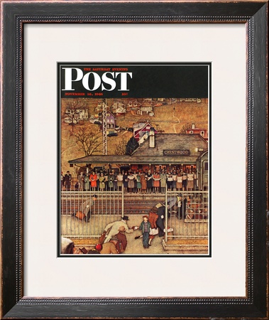 Commuters (Waiting At Crestwood Train Station) Saturday Evening Post Cover, November 16,1946 by Norman Rockwell Pricing Limited Edition Print image